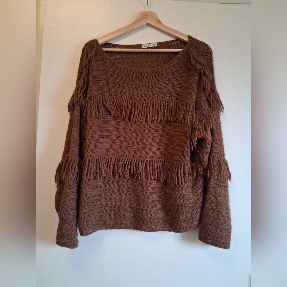 Ulla Johnson Alpaca Chocolate Fringe Sweater